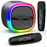 HWWR Karaoke Machine, Mini Bluetooth Speaker with 2 Wireless Microphones, Disco Lights Karaoke Home Party, Xmas Birthday Gifts for Singing