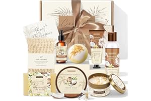 VKTASIMK Gifts for Women Happy Birthday Gift Baskets, Bath and Body Gift Set Mothers Day Gifts, Vanilla Coconut Relaxing Home Spa Set Self Care Gift for Mom Sister Her Wife Grandma Girlfriend Friends