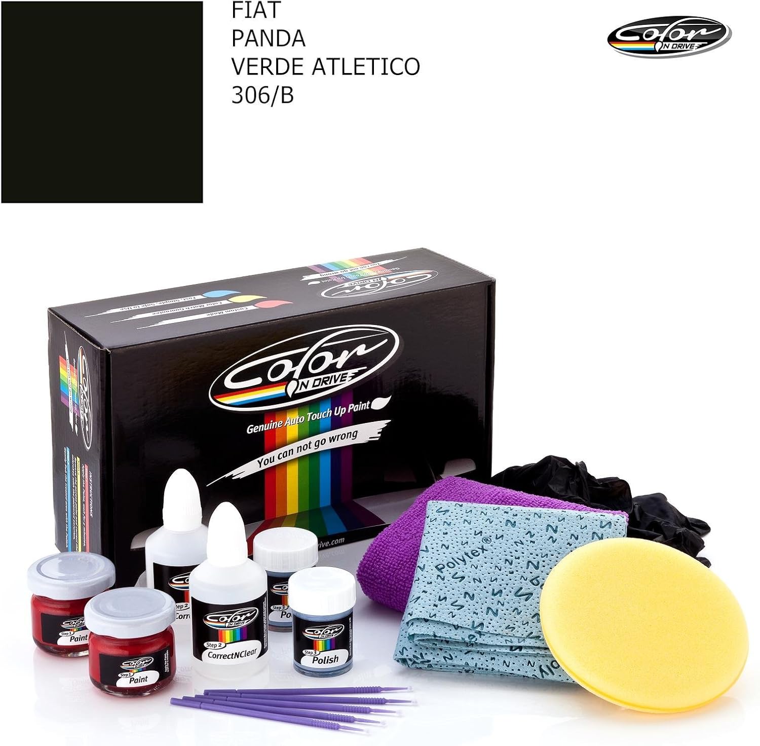 Fiat Panda Verde Atletico 306 B Color N Drive Touch Up Paint System For Paint Chips And Scratches Plus Pack Amazon Co Uk Car Motorbike