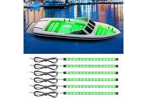 Green Led Strip Lights,DUOFU365 Marine Boat Led Navigation Lights 30CM 15 SMD IP67 Waterproof Auto Interior Lights for Home Decoration Car Motorcycles Boat Golf Cart Truck with 3M Tape(6PCS)