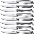 D.Perlla Steak Knives, Super Sharp Straight Edge Steak Knife Set of 8, Professional Straight Edge Kitchen Table Dinner Knives, Elegant High Carbon Stainless Steel Kitchen Steak Knife Set, 4.5IN