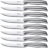D.Perlla Steak Knives, Super Sharp Straight Edge Steak Knife Set of 8, Professional Straight Edge Kitchen Table Dinner Knives, Elegant High Carbon Stainless Steel Kitchen Steak Knife Set, 4.5IN