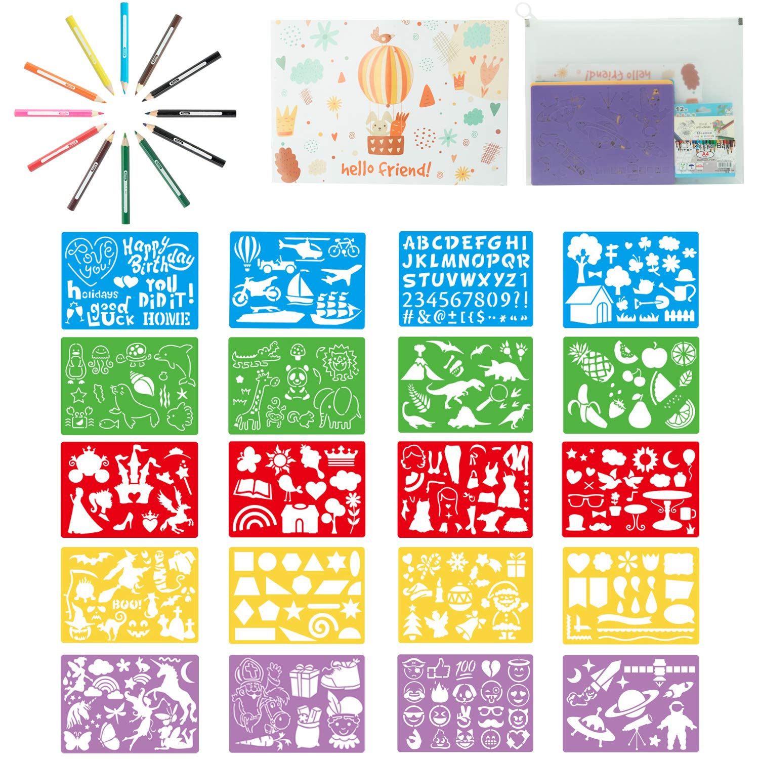 Buy SOTOGO 35 Pieces Drawing Stencils Set Creativity Stencils Kit Craft Educational Toys for