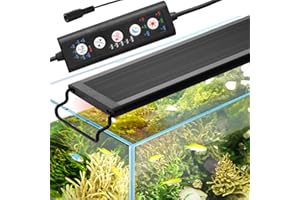 VEVOR Aquarium Light, 24W Full Spectrum Fish Tank Light with 24/7 Natural Mode, Adjustable Timer & 5-Level Brightness, with A