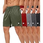 lomsoe 5 Pack Gym Shorts Men 5 Inch Quick Dry Mesh Shorts Men Lightweight Training Athletic Running Shorts with Pockets