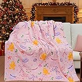 Ciazoxa Pink Christmas Decor Blanket Candy Cane Gingerbread Xmas Throw Blankets Winter Ultra Soft Cozy Decorations for Home Sofa Couch and Bed 50x60 Inch Gifts