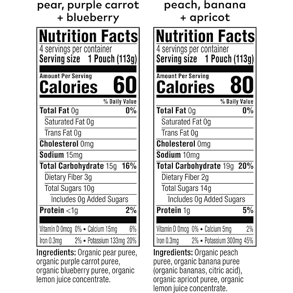STAGE 2 | BABY FOOD VARIETY PACK: 8 CT 4OZ POUCH STAGE 2 – PEAR, PURPLE CARROT, BLUEBERRY + PEACH, BANANA, APRICOT