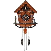Kintrot Cuckoo Clock Traditional Black Forest Wooden Wall Clock | Antique Handcrafted Chalet Style Wall Decoration with Singing Bird, 12 Melodies and Light Sensor