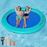 CALOBANA Water Hammock Inflatable Round Floating Ring for Adults | 6/8/10/12ft Floating Hammock,Fits 2-12 People,Pet Friendly,Easy to Inflate &amp; Deflate,Drop-Stitch PVC,for Pool Lake Party
