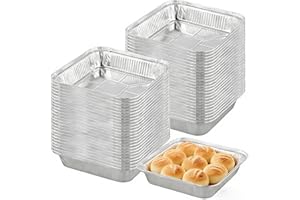 SENJEOK 60 Pack 8x8 Baking Pan, Square Tin Foil Pans Disposable Aluminum Foil Trays for Baking, Cooking, Heating, Storing, Pr