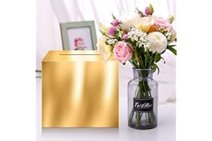 JC HUMMINGBIRD Gold Card Box – 10"x10" Foldable Gift Box with Slit for Weddings, Birthdays, Graduations, Donations, Envelopes, Cards