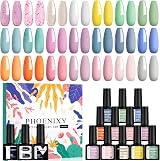 Phoenixy Gel Nail Polish Set 24pc UV Gel Starter Kit with Base Top Coats