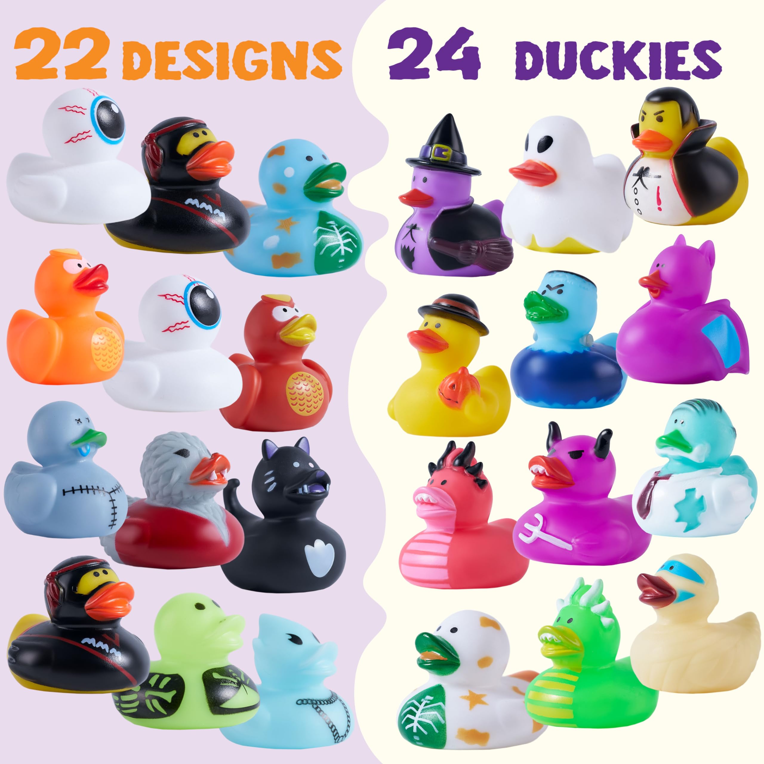 JOYIN 24 PCS Halloween Rubber Ducks, Halloween Ducks Toys for Trick or Treating Goodie Bag Fillers, Bathtub Toys Duckies for Halloween Party Favors Decorations, School Classroom Game Prizes