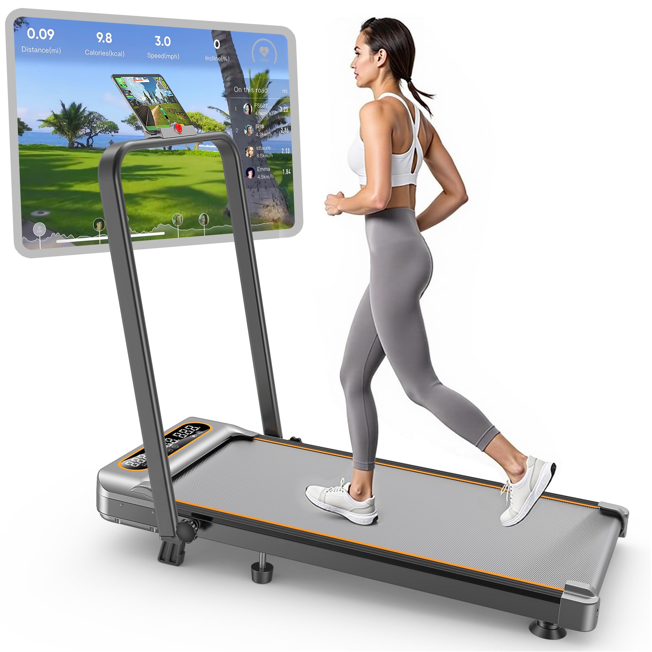 Photo 1 of *NON-FUNCTIONAL*
Foldable Treadmill with 10% Incline, Upgrade 3.5HP Low Noise Walking Pad Treadmill with Handle Bar, Trisomy 4 in 1 Portable Under Desk Treadmills for Home/Office, 350Lbs Capacity, APP & Remote Control