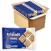 Triscuit Minis Original Whole Grain Wheat Crackers, Vegan Crackers, 20 ct | Bulk Lunch Snacks, Individually Wrapped, 100% Whole Grain Wheat, Non-GMO, No Artificial Colors or Flavors