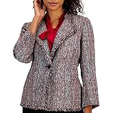 Kasper Womens Tweed One Button Wing Lapel W/Fringe
