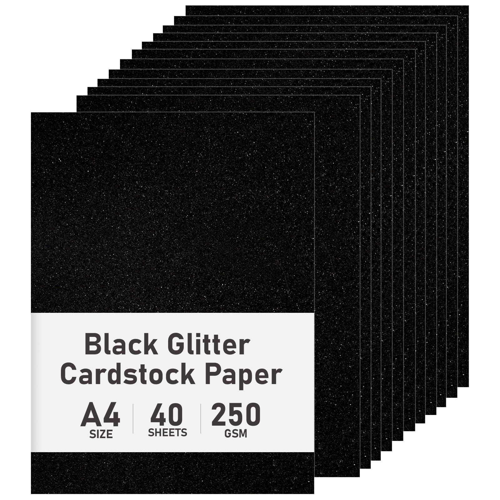 Photo 1 of BOOKNOW 27 Sheets Black Glitter Cardstock Paper, 8.5 x 11 Inches Sparkling Card Stock Paper for Card Making, Back to School Supplies, 250GSM