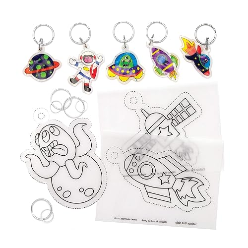 Baker Ross AW894 Solar System Super Shrink Keyrings, Arts and Crafts for Kids (Pack of 8), Assorted, 19 x 12 x 1 cm 70 Grams