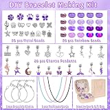 Hysagtek Charm Bracelet Making Kit 66 Pcs Purple Jewelry Craft Set with Box view 2