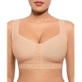 FeelinGirl Post Surgery Bra Front Closure Compression Mastectomy Bra for Women with Wide Adjustable Straps Wirefree Support
