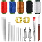 37Pcs Big Eye Steel Sewing Needles Kit, Stainless Steel Sewing Needles for Hand Sewing with Large Eye Needle Set, Sewing Kit Tools with Threader and Thimble for Mending Clothes and Repairs