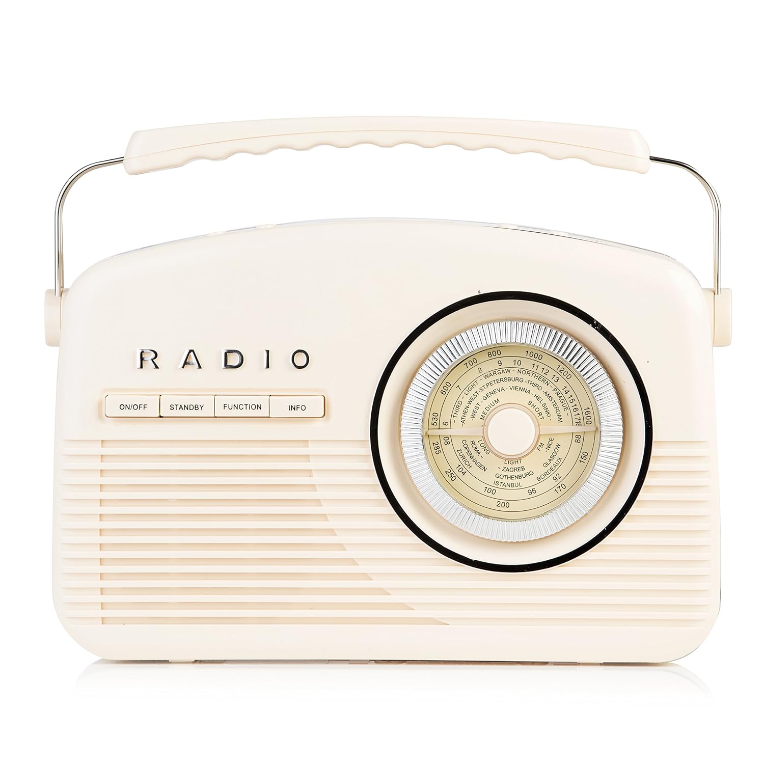 Akai Retro DAB Radio Alarm Clock with LCD Display and Backlight Cream