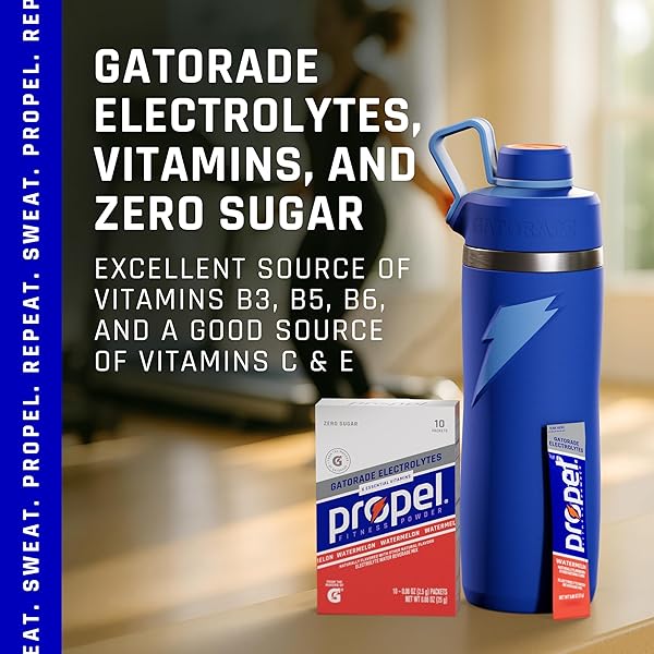 PROPEL ELECTROLYTE ENHANCED WATER DRINK MIX POWDER PACKETS, WATERMELON, ZERO CALORIE & ZERO SUGAR HYDRATION WITH ELECTROLYTES AND VITAMINS C & E (120 PACKETS)