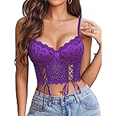 Avidlove Womens Lace Bralette Underwire Corset Tops Camisoles Bustier Crop Tops Y2k (Purple,XXL)
