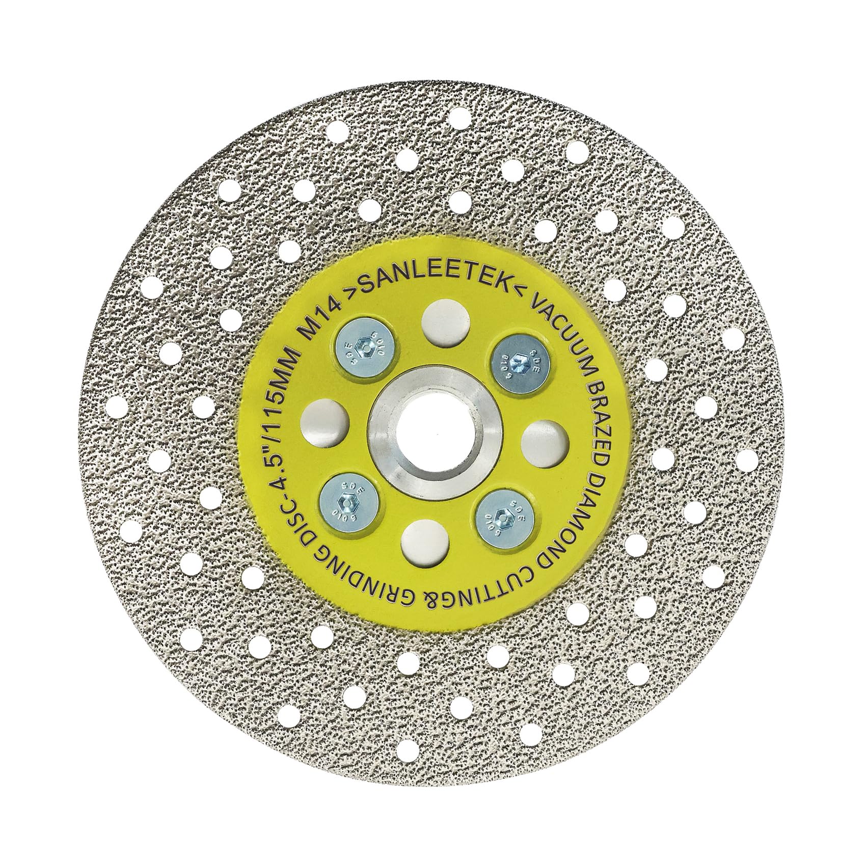 Diamond Cutting Grinding Disc 115mm Double-sided Vacuum Brazed Saw Blade for Marble Granite Concrete Porcelain Tile M14 Thread SANLEETEK