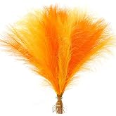 Alecono Pampas Grass 17in 30pcs Orange and Yellow Artificial Faux Fluffy Pampas Grass Decor