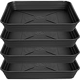 Feyvdzv 6 Inch 4 Pack Square Plant Saucer Tray, Heavy Duty Plastic Plant Saucers for Indoors Outdoor, Flower Planter Drip Trays for Pots, 6 8 10 12 14 16 18 20 inch, Growing Trays (6"-Black)