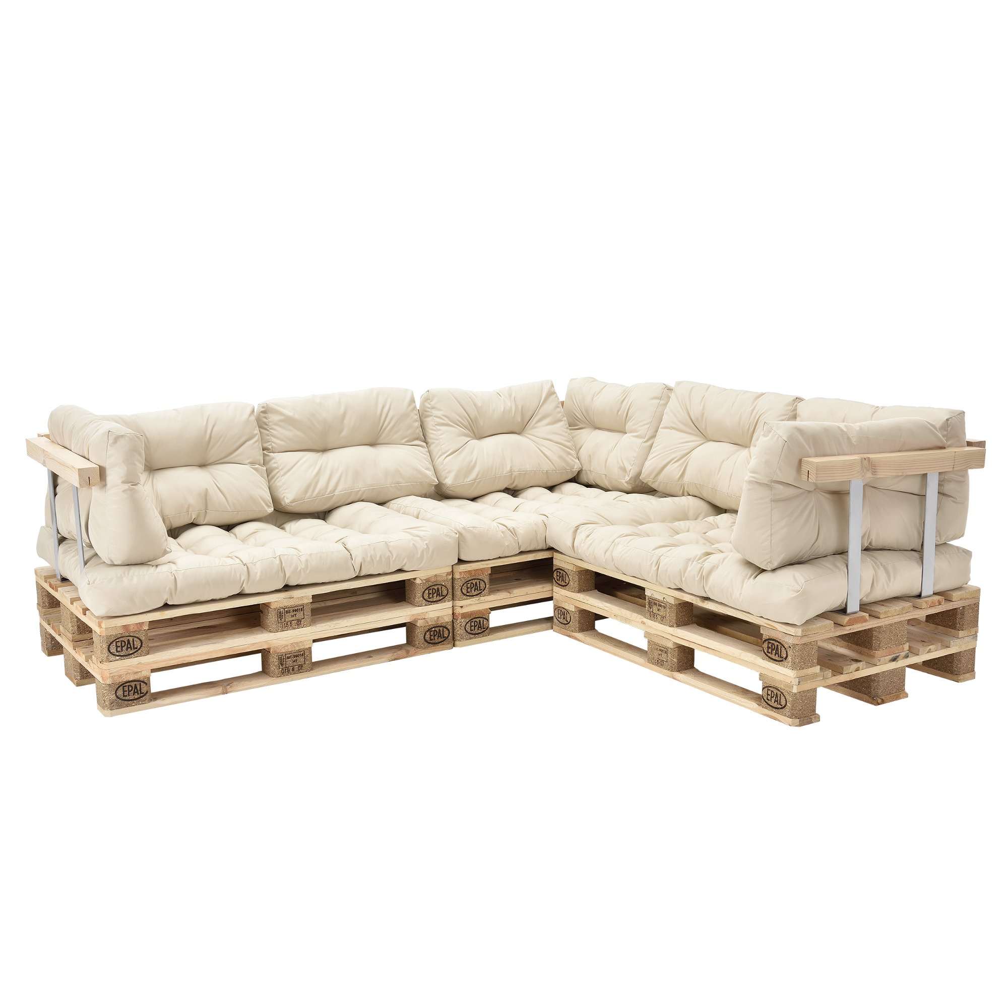[en.casa] Euro pallet Furniture - Sofa (with armrest), 6 pallets - tan