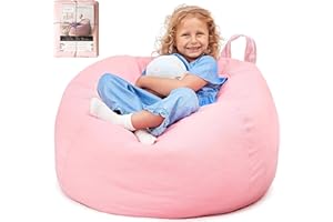 HUDDLE SUPPLY CO HUDDLE Original Cover for Stuffed Animal Bean Bag Storage (No Filler) Large Designer Beanbag Chairs for Kids Teen & Adults | Instant Clutter Clear for Style Moms - Stuffed Animal Storage Pink Corduroy