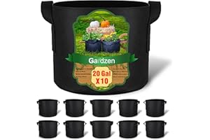 Gardzen 10-Pack 20 Gallon Grow Bags, Aeration Fabric Pots with Handles
