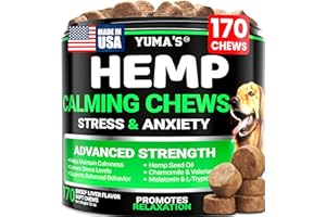 YUMA'S Hemp Calming Chews for Dogs - Advanced Dog Calming Chews - 170 Treats - Anxiety Relief Treats - Hemp Oil - Separation Aid, Stress, Hip and Joint Supplement for Canine Health Support - Beef Flavor