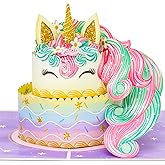 POPWOW Unicorn Birthday Cake Pop Up Card, Magical, Lovely 3D Greeting Card, Gifts for Kids, Girls, Toddler, Children, Daughter, Granddaughter, Niece, 5x7 - Includes Envelope And Message Note