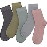 SERISIMPLE Women Thin Viscose Bamboo Socks Crew Lightweight Above Ankle Casual Dress Sock For Ladies Bootie Trouser 5 Pairs