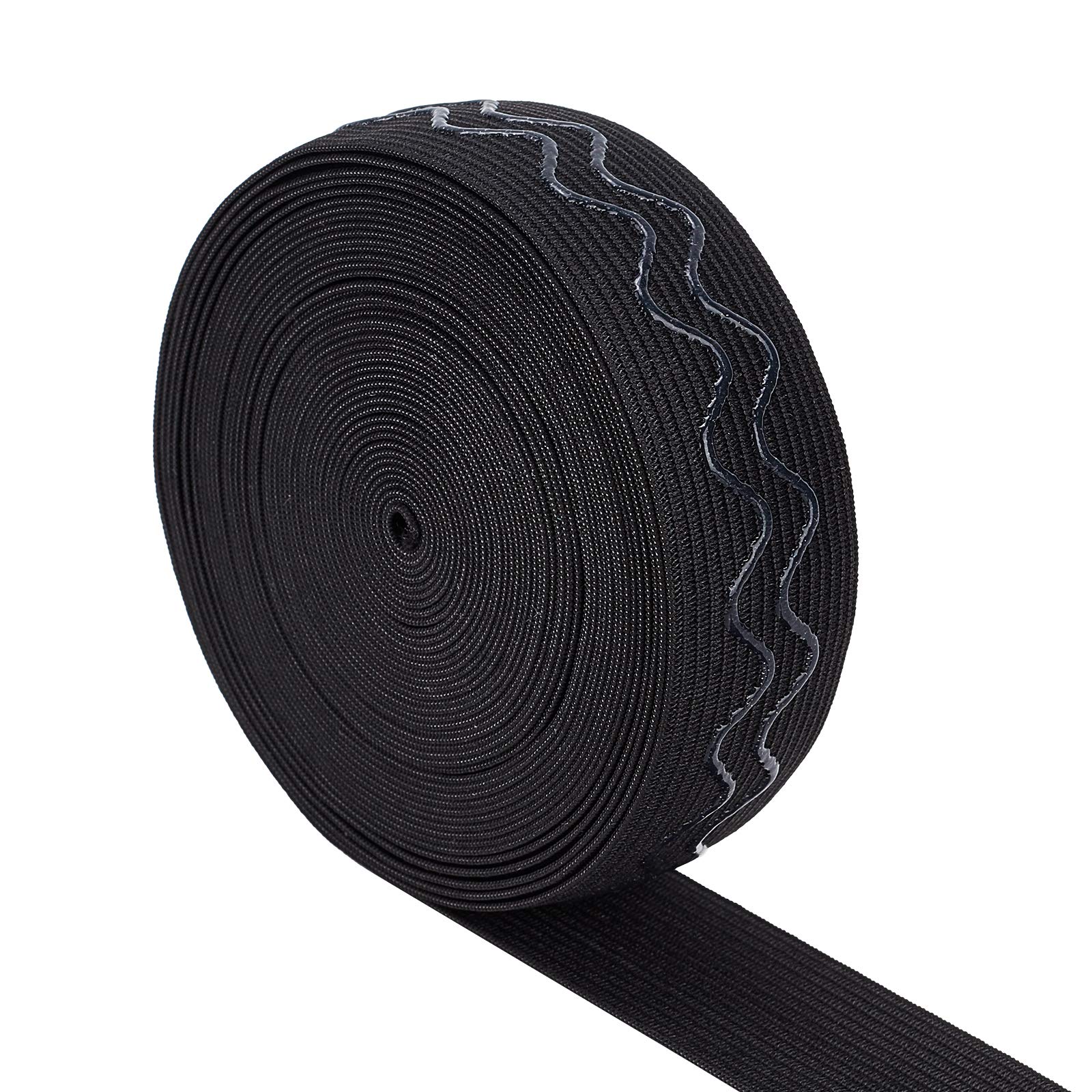 BENECREAT 8 Yards 30mm Wide Non-Slip Silicone Elastic Gripper Band Flat Waistband Sewing Elastic Ribbon for Garment Sewing Project, Black