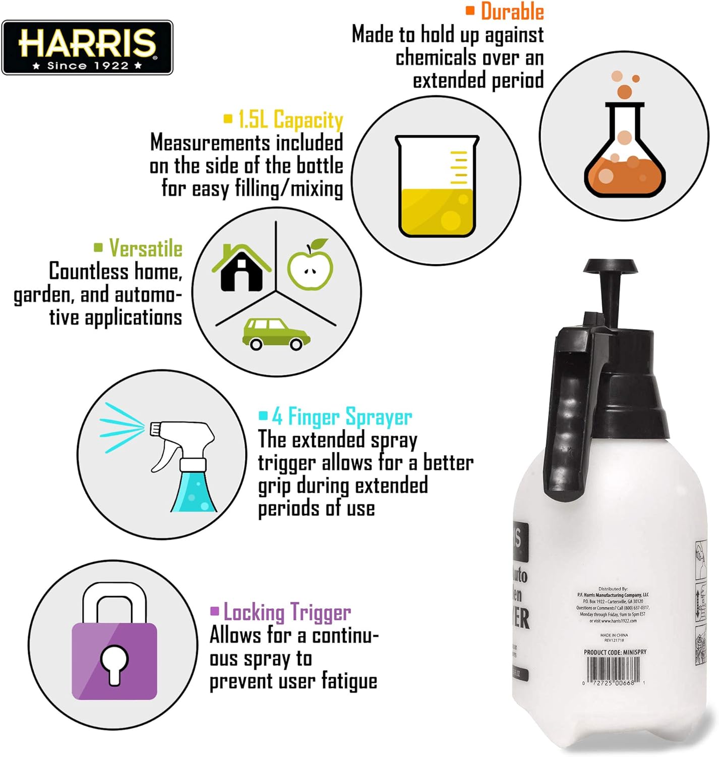 HARRIS Pump Sprayer for Home, Garden and Auto, 1.5L : Garden & Outdoor