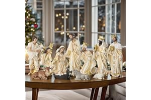 Ultym 15in Large Nativity Sets & Figures, 12-Piece Resin Ivory White Nativity Set Indoor, Christmas Nativity Figurines Scene, Holy Family Statue, Bring Peace & Love to Any Home Office Church Decor