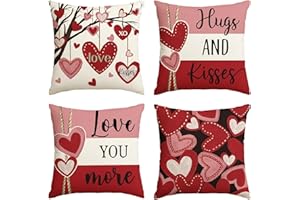 wioyoi Valentines Day Outdoor Pillow Covers, 18 x 18 inch Set of 4 Waterproof Throw Pillow Cases, Love Cushion Decor for Home Outside Patio Front Porch House Farmhouse 2026(Love D)