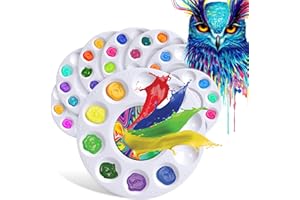 Drawlish Paint Pallet Set of 8 Paint Trays, Round Washable Paint Palette Canvas Paint, Acrylic Paint, Watercolor, Art Projects Kids & Students Made Durable Plastic, White (DLPlPPt8WhG110)
