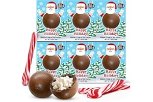 TABOOM Christmas Hot Chocolate Bombs & Peppermint Candy Cane Spoons Combo - Pack Of 6 Marshmallow Filled Cocoa Bombs & 6 Dye-Free Peppermint Spoons, Individually Wrapped Holiday Hot Chocolate Gift Set