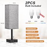 Aooshine Bedside Lamps Set of 2 with USB Ports Grey Shade 3-Color Modes view 8