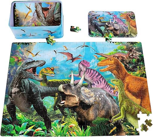 Rolimate Rompecabezas de Madera para niños, Rompecabezas de Dinosaurios Juguetes educativos Montessori con Caja de Rompecabezas de Metal, 3 4 5 6 años niños niñas [200 Piezas]: Amazon.es: Juguetes y juegos