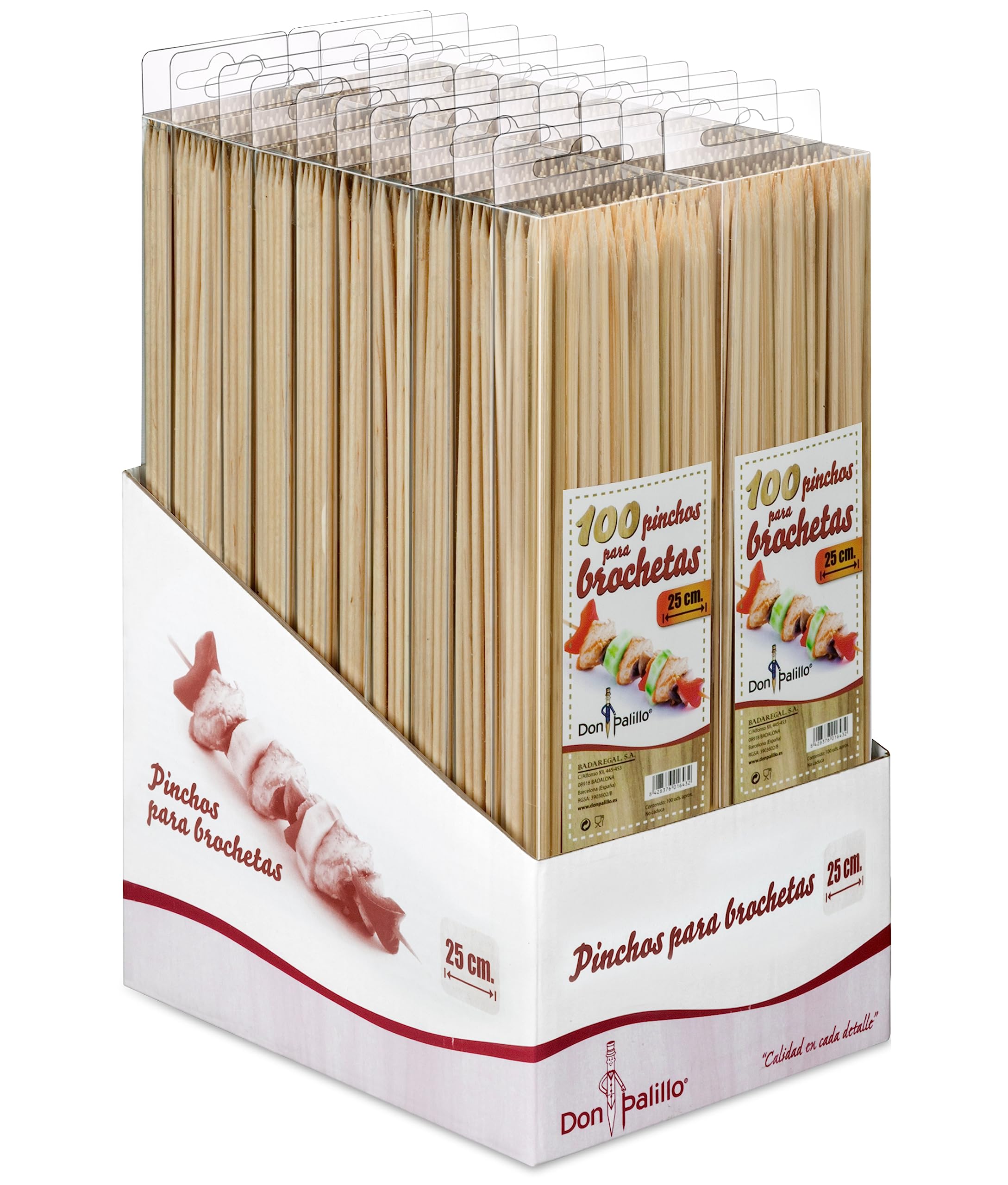 DON PALILLO - 2000 Bamboo Skewers 250 x 3 mm Skewers for BBQ, Dessert, Crafts or DIY Activities (20)