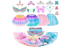 STOPKLAS Little Girls Dress Up Costume Set, Fairy and Mermaid Princess Dress Up Clothes Pretend Play Costume for Toddler Girl 3 4 5 6