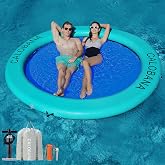CALOBANA Water Hammock Inflatable Round Floating Ring for Adults | 6/8/10/12ft Floating Hammock,Fits 2-12 People,Pet Friendly,Easy to Inflate &amp; Deflate,Drop-Stitch PVC,for Pool Lake Party