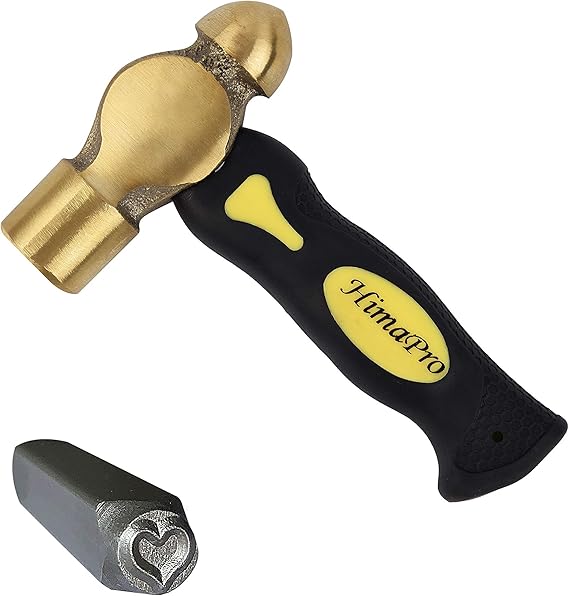 HimaPro One Pound Brass Metal Stamping Hammer with a complimentary