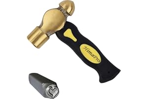 HimaPro One Pound Brass Metal Stamping Ball Pein Hammer with a complimentary heart stamp